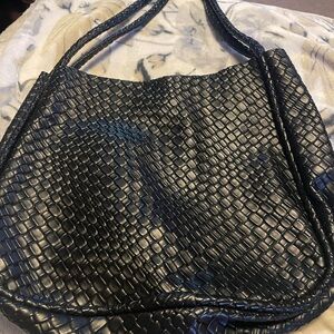 Elegant Black Woven Hobo Bag